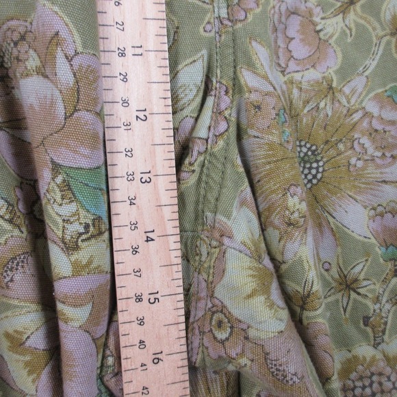 Anthropologie Cropped Cargo Pants Women 22W Green Cotton Floral Boho Baggy 488 - Picture 10 of 16